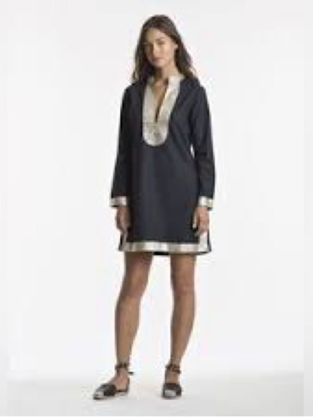 Gallabia Urban Casual Kaftan Dress with Ivory Trim. Medium